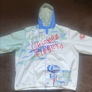 Chicken Fingers  Hooded Windbreaker Jacket - White & Blue